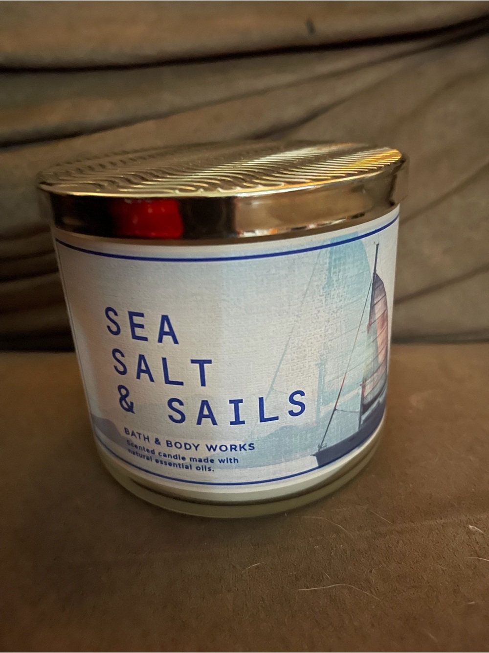 Bath & Body Works Sea Salt & Sails Candle - Light Blue and Silver